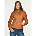 Lederjacke MUSTANG "Amilia", Damen, Gr. XS, braun (cognac), Obermaterial: 100% Leder, Lamm / Futter: 100% Baumwolle / Ärmelfutter: 100% Polyester, Jacken