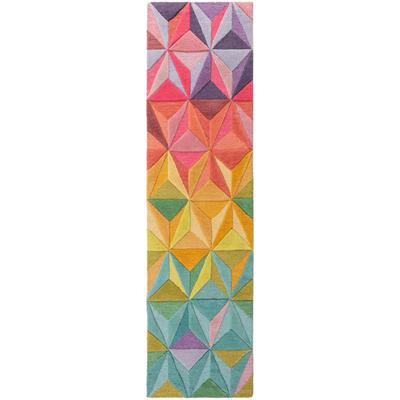 Läufer FLAIR RUGS "Reverie", bunt (multi), B:60cm H:10mm L:230cm, Wolle, Teppiche, aus Naturfaser, 100% Wolle, mehrfarbig, geometrisches Muster, Läufer Image