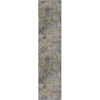 Läufer FLAIR RUGS "Wonderlust", gelb (ocker), B:80cm H:10mm L:300cm, Kunstfaser, Teppiche, fußbodenheizungsgeeignet, mehrfarbig, Vintage Design, Läufer, Abstrakt Image