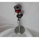 Rose Candle Stick, an elegant Aluminium stick with enameled red rose in the centre and slate love heart