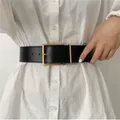 Ceinture en cuir PU pour femme broche en métal ceinture large ceintures de smoking manteau