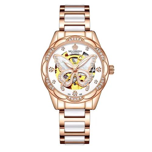 Nouvelle mode femmes Montre mécanique étanche marque de luxe dames Montre-bracelet automatique en céramique conception creuse horloge Montre Femme