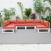 Chelsea Patio Sectional for White Aluminum with Cushions Orange - 6 Piece