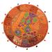 Stylo Culture Indian Round Throw Pillow Covers For Couch Vintage Patchwork Floor Cushion Cover Orange Large 28x28 Decorative Decor Seating Tuffet Seat Pouf Cover Footstool Cotton Embroidered 1 Pc