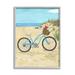 Stupell Industries Blue Bicycle Flower Blossom Basket Beach Sand Painting Gray Framed Art Print Wall Art Design by Sharon Lee