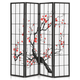 MoNiBloom 5.8 ft Tall Partition Wall Folding Room Divider 4 Panel Wood Privacy Screen for Decor Japanese Plum blossom Black