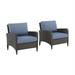 Afuera Living Modern Outdoor Wicker Chair Set in Blue (Set of 2)