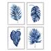 Stupell Industries Varied Blue Leaves Simple Botanical Plant Shapes Graphic Art White Framed Art Print Wall Art Set of 4 Design by Melonie Miller