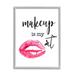Stupell Industries Makeup Is My Art Glam Lips Typography Style Graphic Art Gray Framed Art Print Wall Art Design by Daniela Santiago