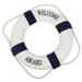 Nautical Life Ring Buoy Welcome Aboard Cloth Decorative Home Wall Hanging Decor Ornament Red and Navy Blue