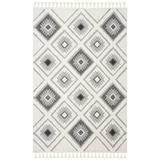 SAFAVIEH Moroccan Tassel Shag Elsie Moroccan Geometric Area Rug Ivory/Grey 5 3 x 7 6