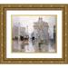 Cornoyer Paul 24x20 Gold Ornate Wood Framed with Double Matting Museum Art Print Titled - After The Rain The Dewey Arch Madison Square Park New York