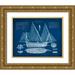 Vision Studio 24x20 Gold Ornate Wood Framed with Double Matting Museum Art Print Titled - Antique Ship Blueprint III