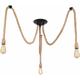 Suspension en Corde Chanvre Lustre Luminaire Plafonnier Industriel Vintage Lampe 3 Têtes, Lampe en