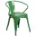 Flash Furniture Commercial-Grade Metal Indoor / Outdoor Chair with Arms, Green