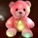 Toys for Boys and Girls 3-6 Years Cute LED Teddy Bear Panda Glowing in the Dark Stuffed Doll Colorful Flashing Light Bear Hug Plush Kid Toy Gift (without 2pcs AA Battery)-Pink