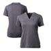 Women's Cutter & Buck Heather Charcoal Kansas Jayhawks Forge Stretch Blade V-Neck Top