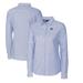 Women's Cutter & Buck Light Blue Michigan Wolverines Oxford Stretch Long Sleeve Button-Up Shirt