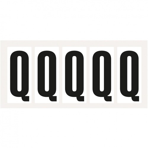 Aufkleber I Buchstabe Q, weiß/schwarz, Folie, Schrifthöhe 75mm, 38x88mm, 100 Stück/Packung Image