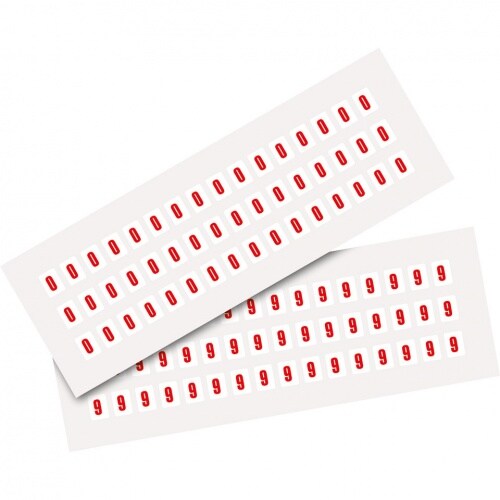 Aufkleber I Kombipackung Ziffer 0-9, weiß/rot, Folie, SH 8mm, 9,5x13mm, 96 je Ziffer/Packung Image