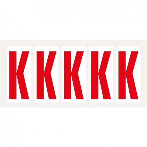 Aufkleber I Buchstabe K, weiß/rot, Folie, Schrifthöhe 75mm, 38x88mm, 100 Stück/Packung Image