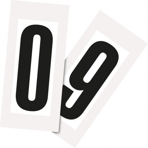 Aufkleber I Kombipackung Ziffer 0-9, weiß/schwarz, Folie, SH 150mm, 72x170mm, 2 je Ziffer/Packung Image