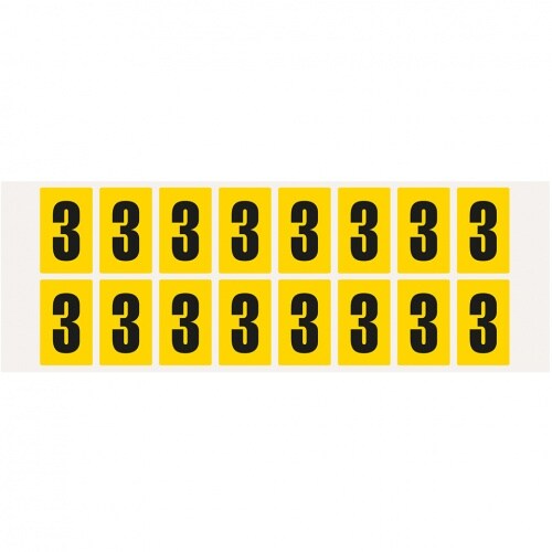 Aufkleber I Ziffer 3, gelb/schwarz, Folie, Schrifthöhe 25mm, 22x36mm, 320 Stück/Packung Image