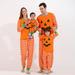 Bullpiano Family Halloween Pajamas Matching Sets Pumpkin Sleepwear Top Stripe Pants Parent-Child Pjs Outfit for Holiday Party