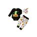 Sunisery 3PCS Newborn Baby Boys Girls Halloween Cartoon Dinosaur Romper Long Pants Hat Set Black White 0-3 Months