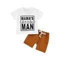 Afunbaby Baby Boy s Two-Piece Suit Letter Print Short Sleeve Round Neck Tops Pocket Elastic Waist Shorts Summer Clothing Sets