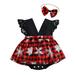 Odeerbi Christmas Dresses For Girls Toddler Baby Kids Cartoon Print Romper Backless Dress Outfits Black