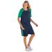 Plus Size Women's 2-Piece Short-Sleeve Set by Woman Within in Navy Tropical Emerald (Size 1X)