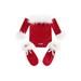 xingqing 0-24M Christmas Newborn Baby Girls Romper Off Shoulder Long Sleeve Leg Warmers Set Xmas Gift Red 0-6 Months