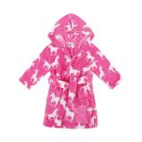 Girls Robe Plush Soft Fleece Hooded Bathrobes Robe Sleepwear Rose M