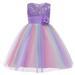 Carolilly Kids Flower Sequins Round Collar Sleeveless One-Piece Dress