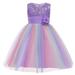 hirigin Kids Formal Dress Flower Sequins Round Collar Sleeveless One-Piece