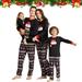 Matching Family Pajamas Sets Christmas Pjs with Santa Hat Festival Style Pants Loungewear Black
