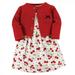 Hudson Baby Infant and Toddler Girl Cotton Dress and Cardigan 2pc Set Cherries 18-24 Months