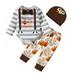 GYRATEDREAM 0-24M My First Thanksgiving Baby Boy Romper Outfit Newborn Boy Clothes Turkey Onesie Long Pants with Hat