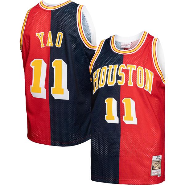 mens-mitchell---ness-yao-ming-navy-red-houston-rockets-hardwood-classics-2004-05-split-swingman-jersey/