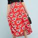 Anthropologie Skirts | Euc Anthropologie 52 Conversations Colloquial Red Floral Wrap Midi Skirt | Color: Red/White | Size: Xs