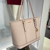 Michael Kors Bags | Michael Kors Jet Set Travel Lg Top Zip Shoulder Tote Saffiano Leather Pwdr Blush | Color: Gold/Pink | Size: Large