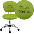 Personalized Mid-Back Apple Green Mesh Swivel Task Office Chair with Chrome Base - Flash Furniture H-2376-F-GN-TXTEMB-GG