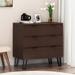 George Oliver Ladarious (ASP Only) 3 Drawer Wide Dresser Wood/Metal in Brown | 31.2 H x 31.2 W x 18.3 D in | Wayfair