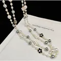 Long collier de perles vintage pour femmes collier de cou perlé pull de décoration JODecoration