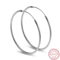 Boucles d'oreilles Big Hoop Boucles d'oreilles en argent regardé 925 Boucles d'oreilles rondes