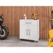 Wade Logan® Aseem 34.41" H x 28.35" W x 17.72" D Mobile Garage Storage Cabinet Manufactured Wood in White | 34.41 H x 28.35 W x 17.72 D in | Wayfair