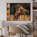 Union Rustic The Head of a Horse in Stable - Unframed Painting on Wood Metal in Black/Brown | 16 H x 32 W x 1 D in | Wayfair