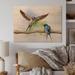 Winston Porter Two Barn Swallows Birds - Unframed Painting on Wood in Blue/Brown/Green | 8 H x 12 W x 1 D in | Wayfair