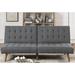 Corrigan Studio® Katy-Anne Twin 71" Wide Convertible Tuffted back Sofa Wood/Linen in Gray/Brown | 31 H x 71 W x 35 D in | Wayfair